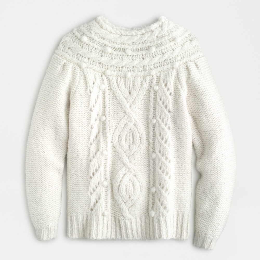 Jcrew collection pointelle pompon sweater. Like new SZ L